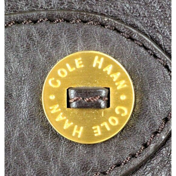 ROOMY Cole Haan DARK BROWN GENUINE LEATHER TOTE SHOULDER BAG HANDBAG PURSE - Picture 2 of 16